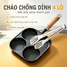 Chảo Novahome. 4 ngăn, chất liệu gang chống dính dễ làm sạch dùng cho bếp từ, bếp ga