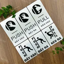 Biển chỉ dẫn mở cửa, kéo đẩy ,PULL, PUSH, biển kéo đẩy loại cao cấp bằng alu nhôm xước có sẵn băng dính 2 mặt tiện