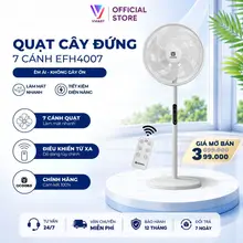 Quạt điện cây đứng QCOOKO 7 cánh kèm điều khiển từ xa tiện lợi hoạt động êm ái tiết kiệm điện