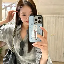 Ins Đơn Giản Ngôi Sao Ren Mũ Da Chó Vỏ Điện Thoại + Chân Đế Cho iPhone 17 16 15 14 13 12 11 Pro Max X XR XS Max 8 Plus SE2020