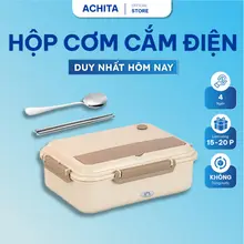 Hộp cơm cắm điện Achita H23 không dùng nước, hộp cơm văn phòng 4 ngăn chất liệu inox 304