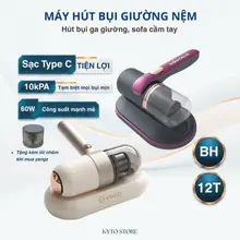 Máy Hút Bụi Giường Nệm Cầm Tay KYTO - Không Dây, Có Đèn UV, Hút Nệm Giường/Sofa/Quần Áo - Sạc TypeC