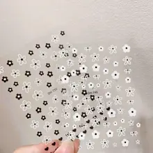 Sticker Nails Hoa nổi màu đen trắng 3D , sticker hoa nhí dán móng siêu xinh nhẹ nhàng