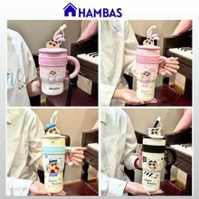 HAMBAS Cốc hút chân không MAINAUSHUI, cách nhiệt bằng thép không gỉ hoạt hình, Shin-chan 1200ml