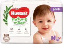 Bỉm tã quần Huggies Platinum Nature Made M (6-11kg, 58 miếng)