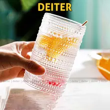 [Set 6] Cốc Thủy Tinh Họa Tiết Hạt Tròn DEITER Pha Lê Cao Cấp Dung Tích 440ml Siêu Đẹp DT250900401