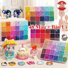 Hạt xếp hình bộ đầy đủ 24 48 màu chất liệu an toàn cho trẻ công cụ kèm sách mẫu giáo dục sáng tạo