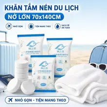 Khăn Tắm Nén Du Lịch 140x70cm, An Toàn, Thân Thiện Với Da, Tiện Lợi, Dễ Mang Theo, Ngâm Nước Sử Dụng, Khăn Tắm Dùng1 Lần