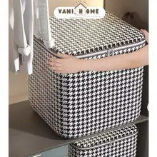 Túi đựng chăn màn quần áo cỡ lớn kẻ sọc caro đen trắng 100L - Túi đựng đồ đa năng có thể gấp gọn tiện lợi