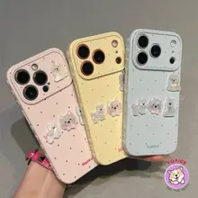 Ốp điện thoại hình chú chó con chấm bi dễ thương cho điện thoại 16 Pro 3D dán vỏ điện thoại 17 Pro Max cửa sổ lớn bên tình yêu thiết kế iPhone 13 / 14 12 Pro chống rơi 11 trọn gói cho cặp đôi CMAX