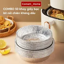 COMBO 50 Khay Giấy Bạc Lót Nồi Chiên Không Dầu - Khuôn Giấy Bạc Đựng Thực Phẩm Tiện Lợi