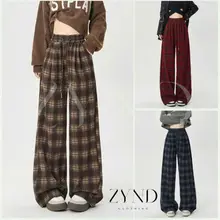 Quần dạ kẻ caro ZYND - Quần kẻ sọc ống rộng siêu ấm cho mùa đông dầy dặn ấm áp - AD-M051