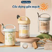 Cốc Đựng Ngũ Cốc Chất Liệu Thuỷ Tinh Tặng Kèm Thìa. Hũ Đựng Yến Mạch và các loại hạt dung tích 430ml