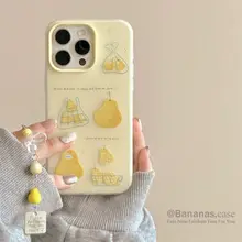 Tương thích với iPhone 17 16 15 14 13 12 11 Pro Max X Xr Xs Max 7 8 Plus SE2020 Vỏ Điện Thoại Quả Lê + Dây Buộc Mặt Sau Mềm