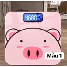 Cân điện tử cân sức khỏe gia đình màn hình LED hiển thị cân nặng ,nhiệt độ hình con heo