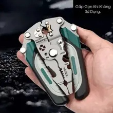 Kìm Tuốt Dây Điện, Kìm Cắt Dây Điện Gấp Gọn Đa Năng 12in1 Thế Hệ Mới