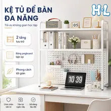 【H.L】Kệ sách sáng tạo đơn giản để bàn tiết kiệm không gian kệ sắt phòng khách kệ trang trí có lỗ để bàn máy tính