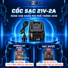 Cốc Sạc Pin 21V-2A Chân Pin Phổ Thông 4cm, Đế Sạc Nhanh Cho Pin Máy Khoan, Quạt Tích Điện, Đèn Led - TEZAC Shop