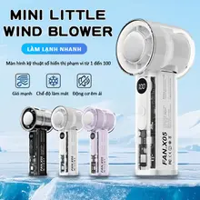 Quạt Cầm Tay Turbo Mini Tăng tốc gió lạnh 100 cấp Làm lạnh siêu mạnh,Màn Hình LED Cao Cấp Pin Trâu 4-6H