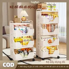 Kệ Đa Năng Gấp Gọn 2-5 Tầng Lắp Ghép Thông Minh Có Bánh Xe Di Chuyển Tiện Lợi Dùng Cho Nhà Bếp Phòng Khách Phòng Ngủ