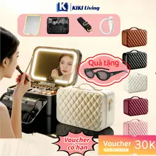 [Tặng kèm]Cốp Đựng Mỹ Phẩm Da PU Có Gương Đèn LED-Túi Trang Điểm Chống Nước,Chống Sốc,Xách Tay Du Lịch Chuyên Nghiệp