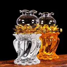 Đèn dầu hoa sen bằng thủy tinh pha lê ,hợp kim 033 ( vật phẩm phong thủy) phật giáo tuệ quang
