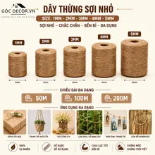 Dây thừng 1mm,2mm,3mm,4mm,5mm, dây thừng trang trí, dây đay, làm handmade, decor, cào móng mèo