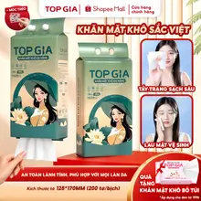 Khăn mặt khô Top Gia Sắc Việt treo tường, dùng 1 lần mềm mịn, an toàn cho da, bịch 200 tờ tặng móc