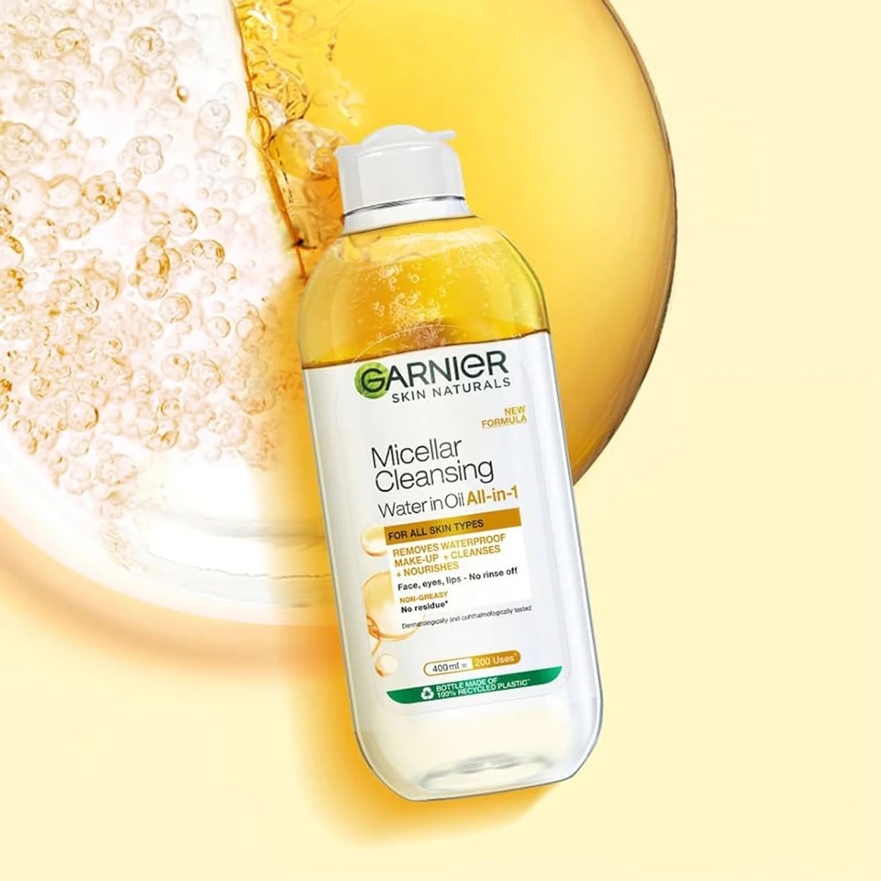 Nước tẩy trang Garnier nắp vàng có lớp dầu