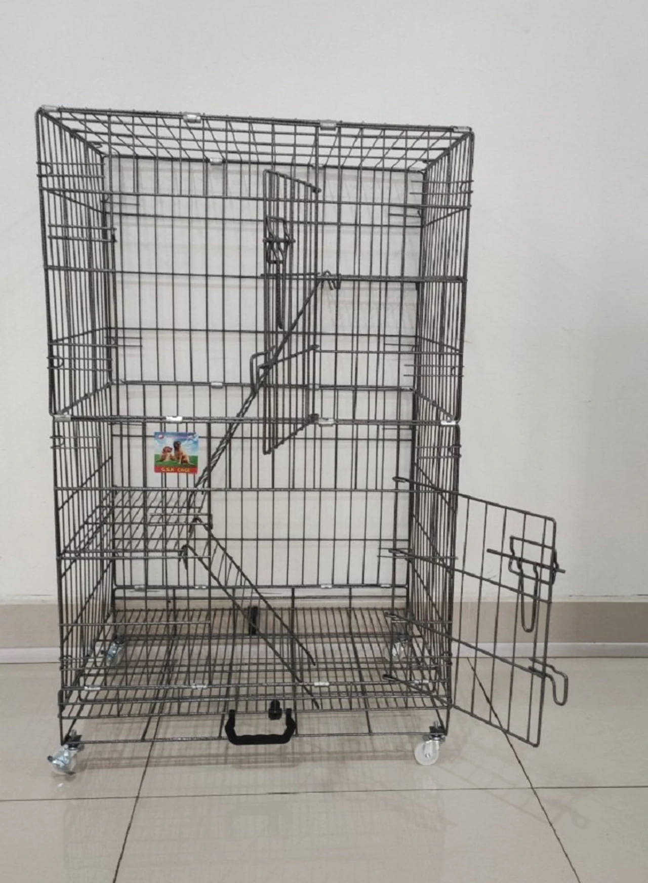 Chuồng mèo sắt sơn tĩnh điện 2 tầng