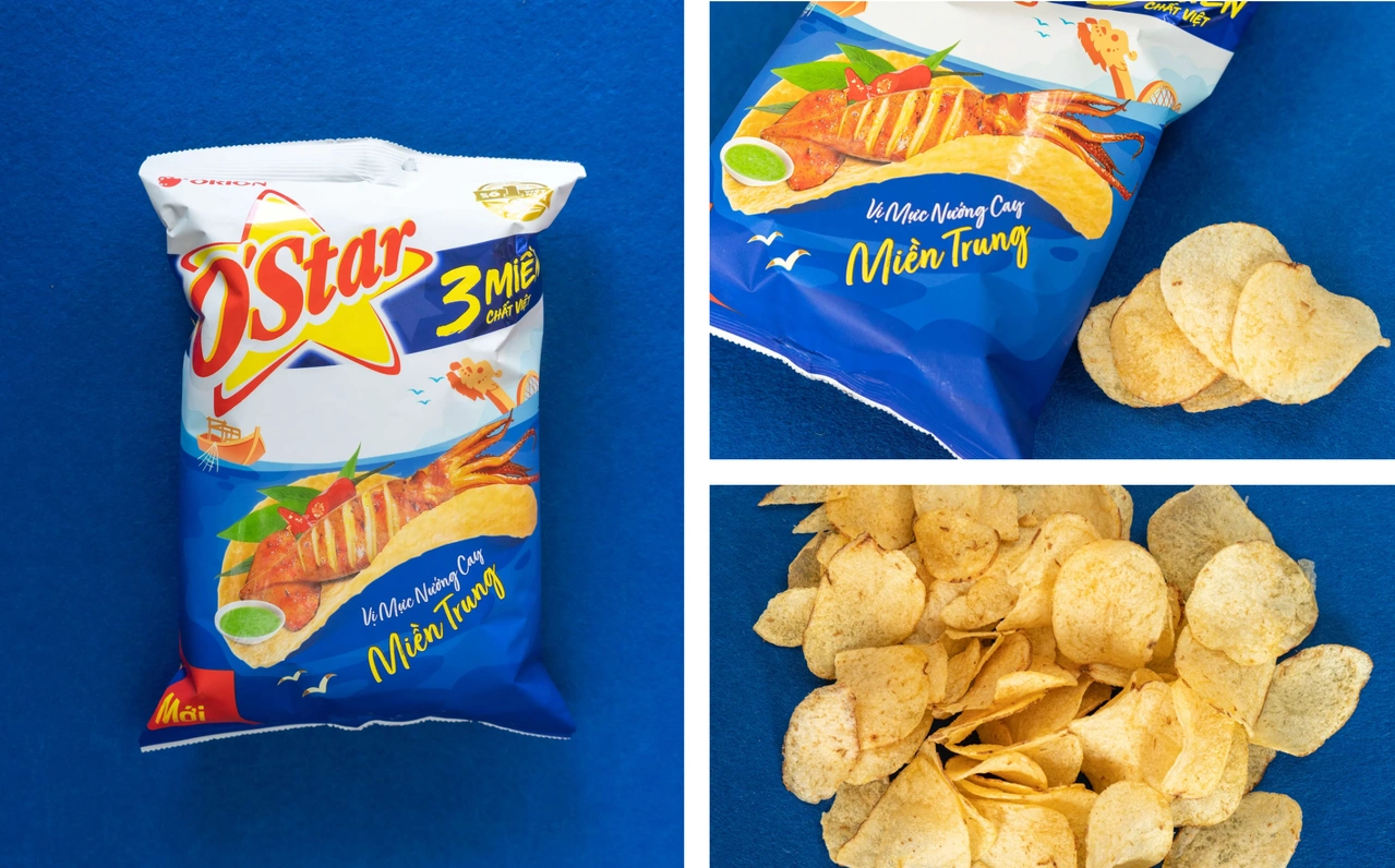 Snack khoai tây vị mực nướng cay