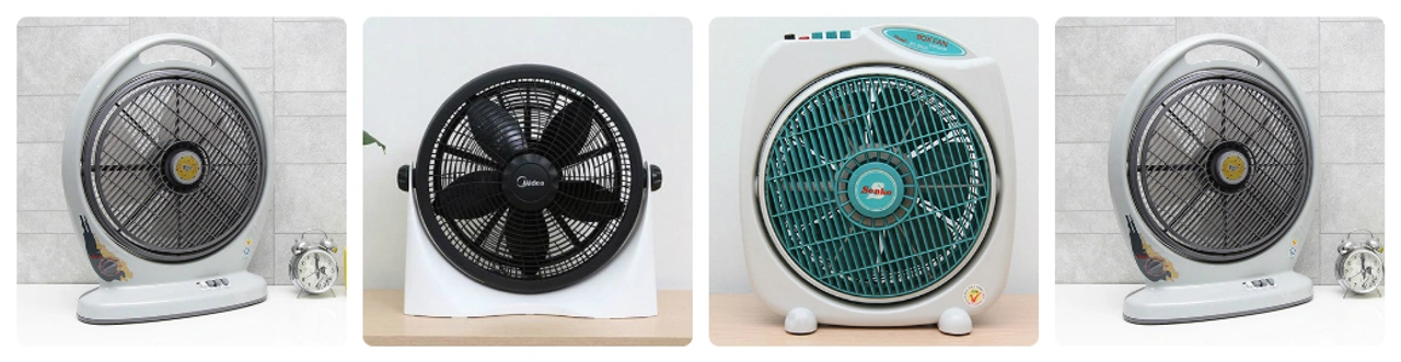Quạt tản gió thường được thiết kế với khung quạt hình vuông, có đế đặt trên bàn