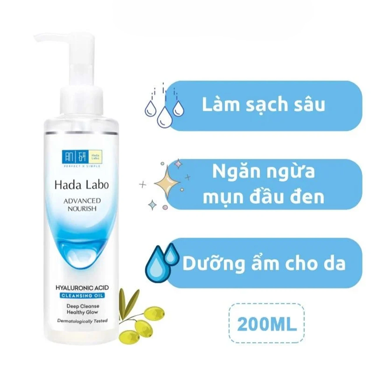 Hada Labo Advanced Nourish Cleansing Oil làm sạch sâu lớp trang điểm waterproof mascara chống nước son lì kem chống nắng nhũ hóa với nước không cần bông tẩy trang