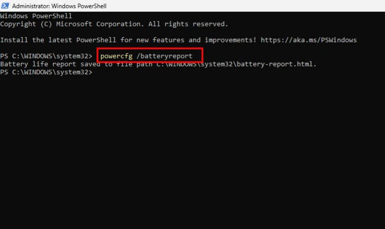 Kiểm tra độ chai pin laptop bằng lệnh CMD PowerShell Windows 10 11