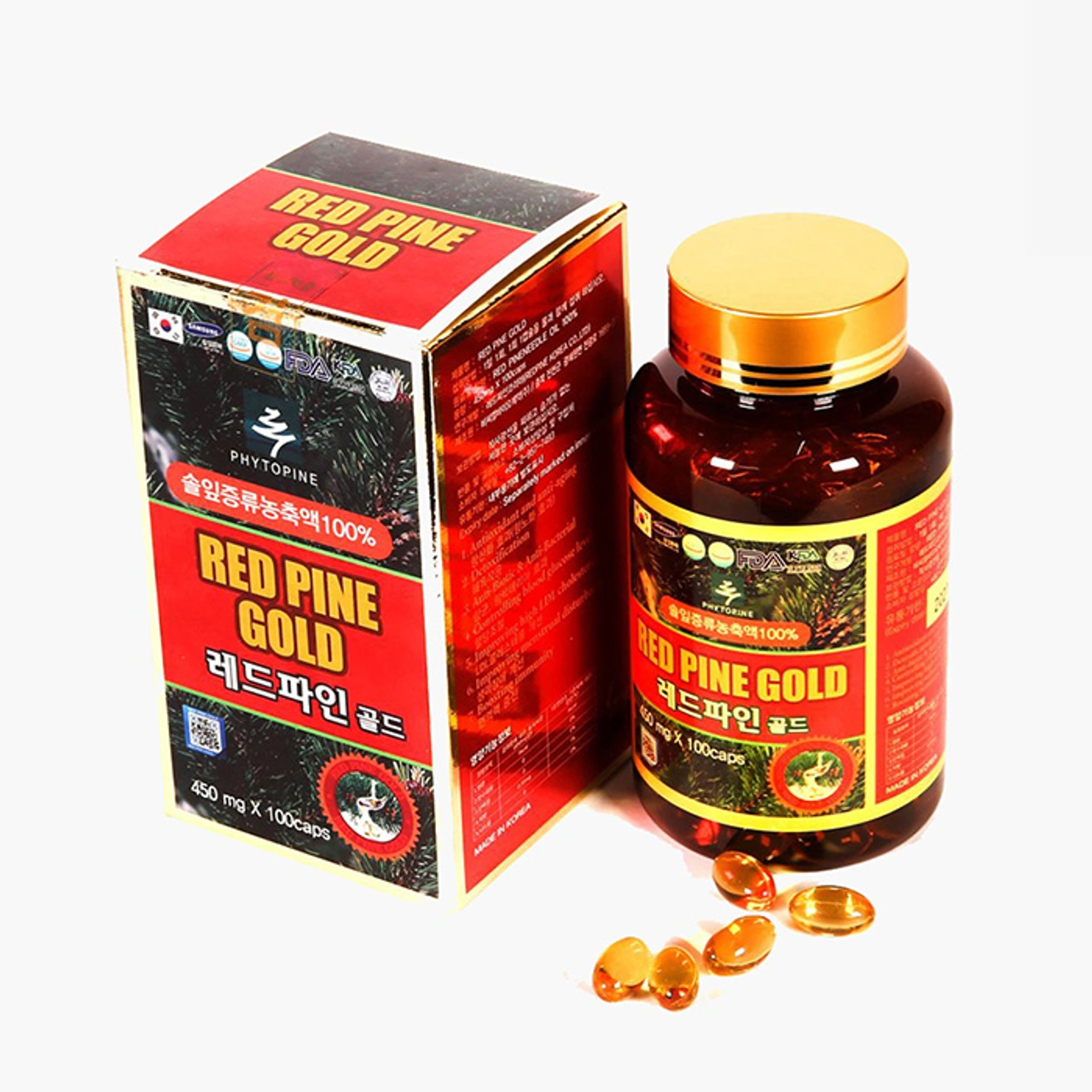 Red Pine Gold lọ 100 viên màu vàng nhạt