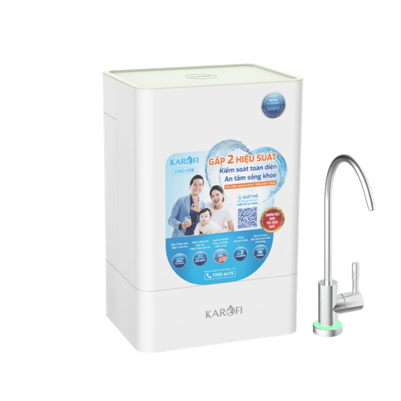 Máy lọc nước Karofi KAQ-U98 thế hệ mới thông minh RO 10 lõi chứng nhận Bộ Y tế