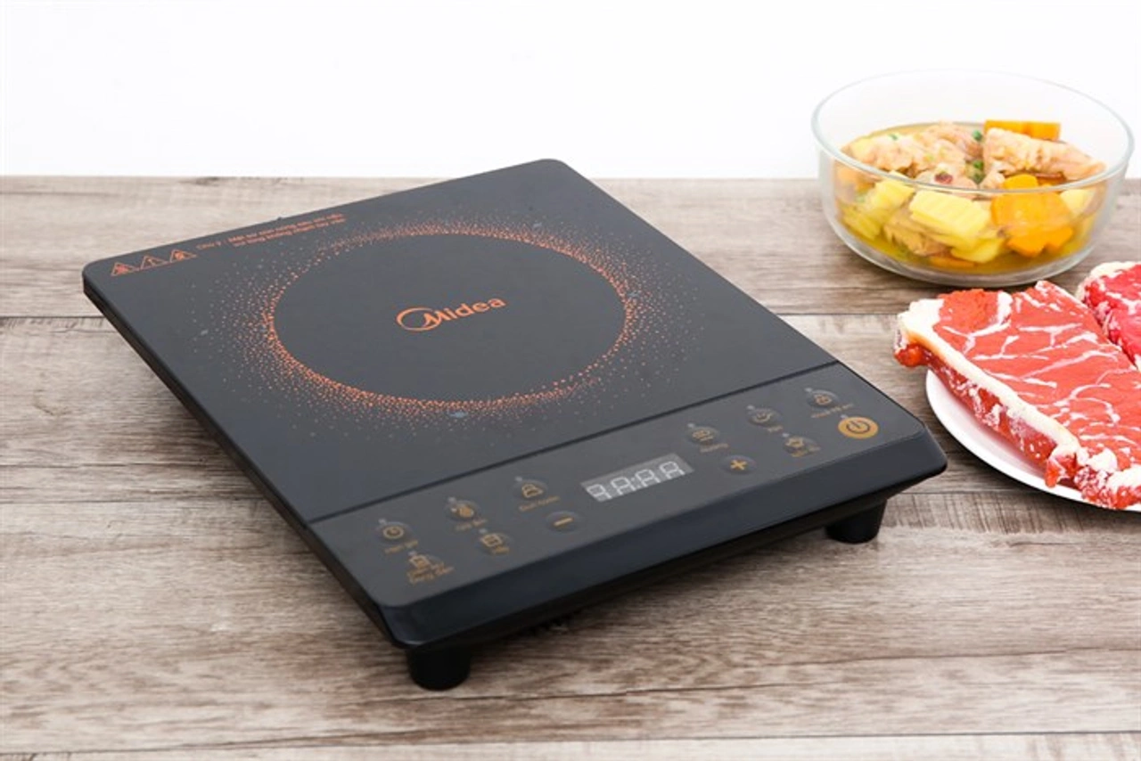 Bếp hồng ngoại Midea MIR-B2018DG màu đen 4 chân khóa trẻ em bảng điều khiển điện tử