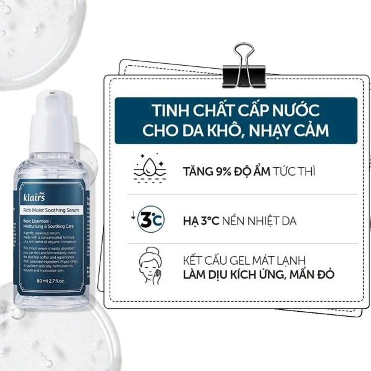 3 công dụng thực tế nổi bật của serum Klairs Rich Moist Soothing