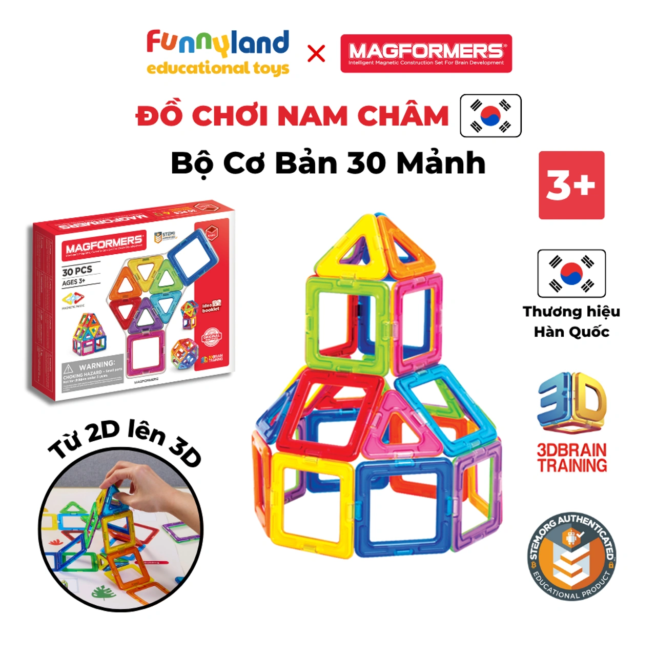 Bộ xếp hình nam châm STEM cho trẻ 3 tuổi sáng tạo