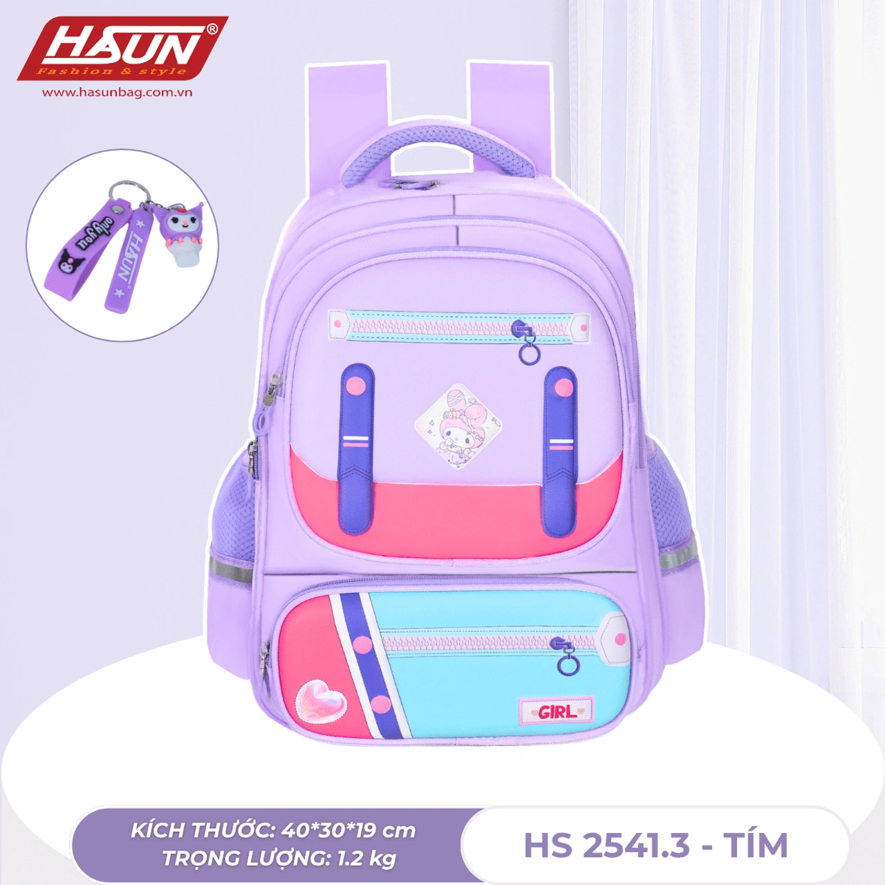 Hasun là thương hiệu balo chống gù đang bán chạy - mẫu màu tím HS-2541 