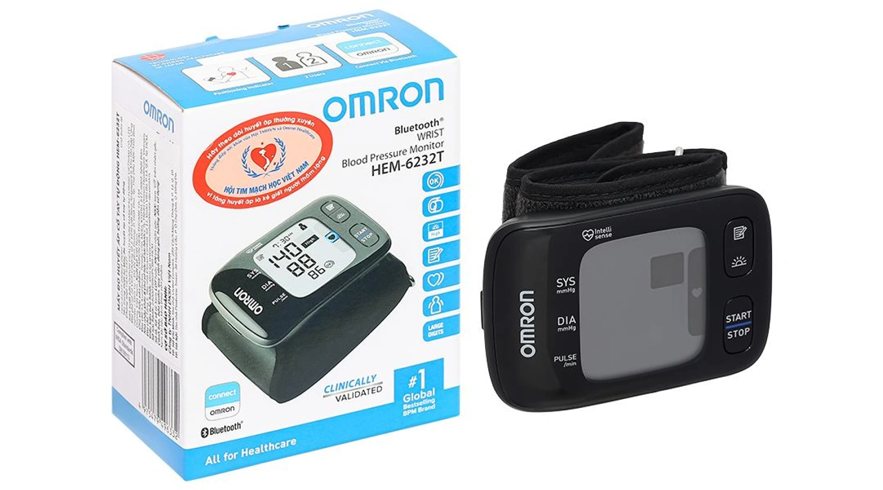 Omron HEM-6232T máy đo huyết áp cổ tay Bluetooth
