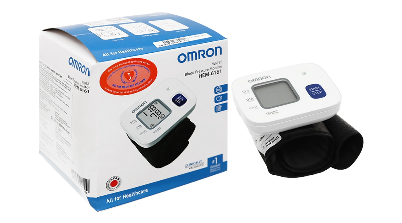 Omron HEM-6161 máy đo huyết áp cổ tay nhỏ gọn