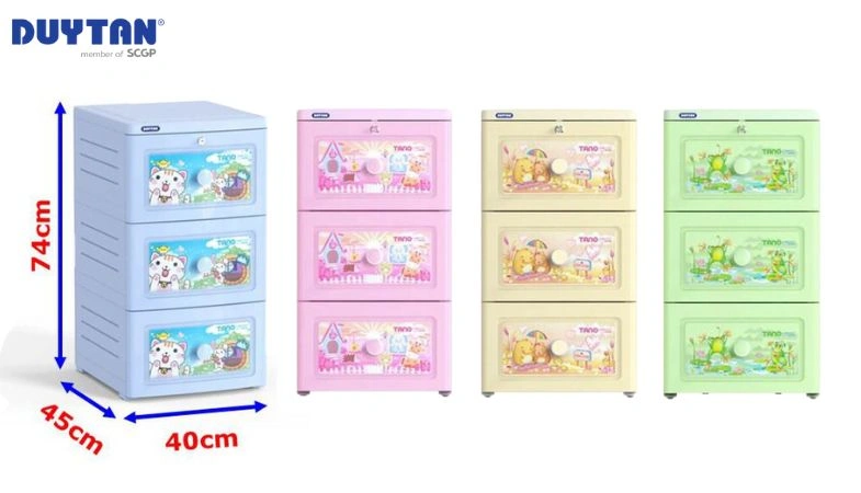 Tủ nhựa Duy Tân TANO 3 tầng 3 ngăn phòng trẻ em nhỏ gọn giá rẻ