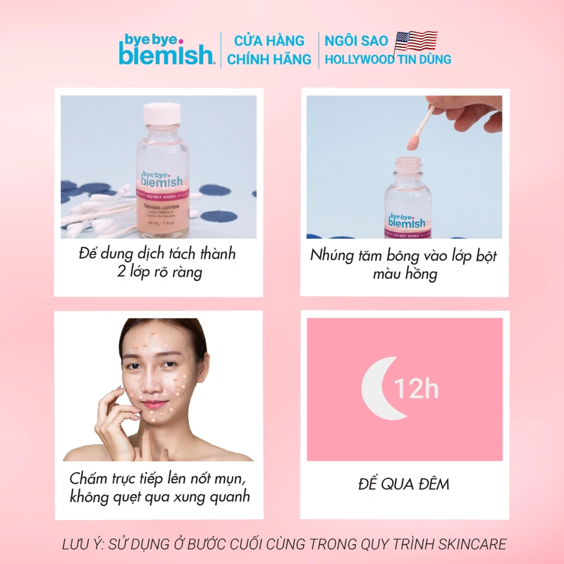 Hướng dẫn cách dùng Bye Bye Blemish Drying Lotion đúng kỹ thuật