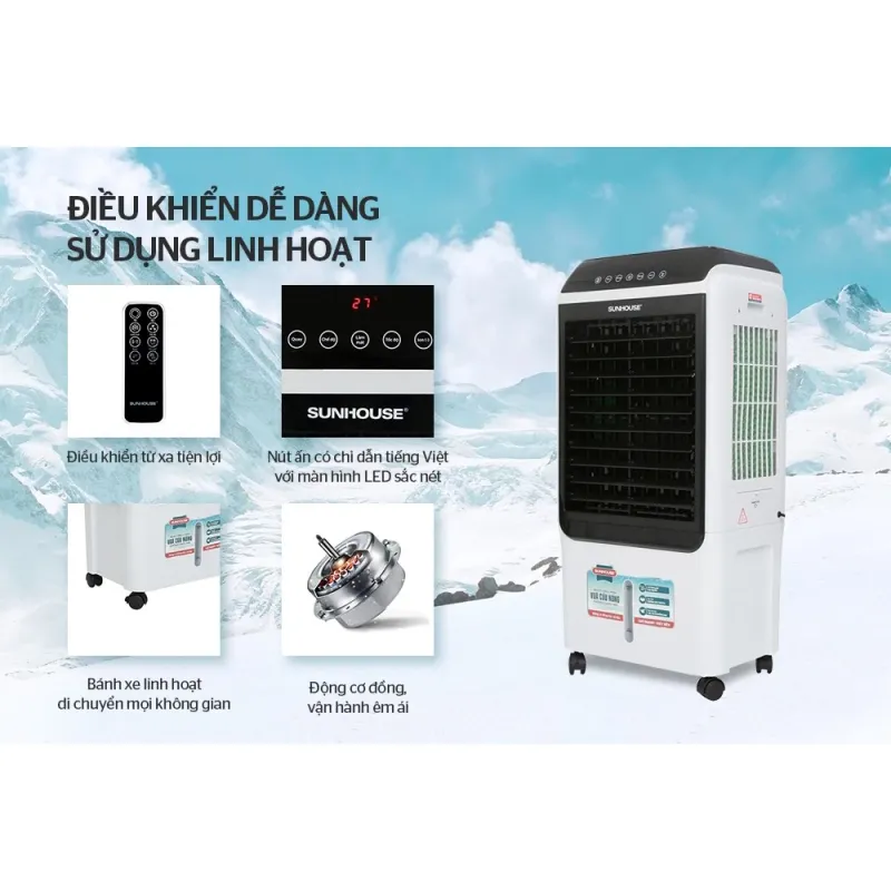 Quạt điều hòa Sunhouse SHD7727 bình chứa 40L phòng khách cả ngày