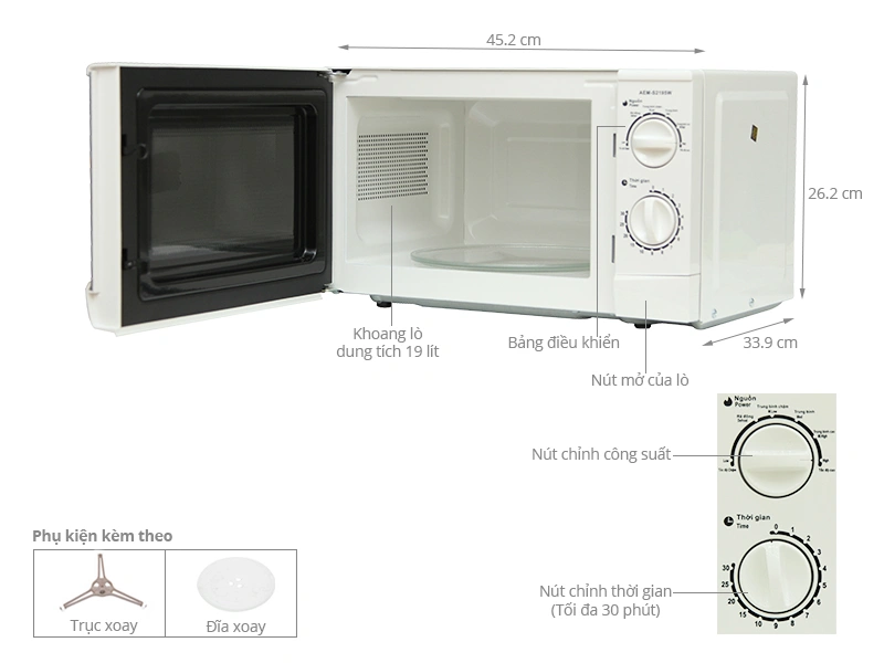 Bên trong khoang lò vi sóng Aqua AEM-S2195W 19 lít