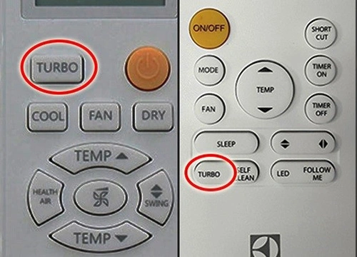Nút Powerful Turbo trên remote điều hòa làm lạnh nhanh