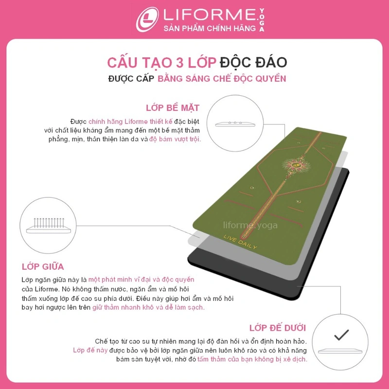 Thảm yoga cao su tự nhiên Liforme và dòng rubber cao cấp