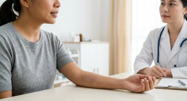 Bác sĩ da liễu kiểm tra tình trạng ngứa da cho bệnh nhân