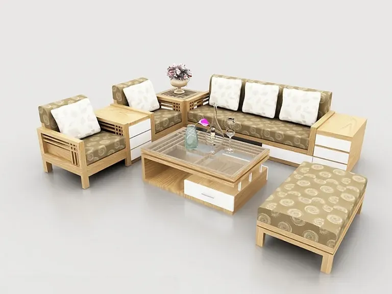 Bàn ghế phòng khách phong cách hiện đại tối giản với gam màu sáng